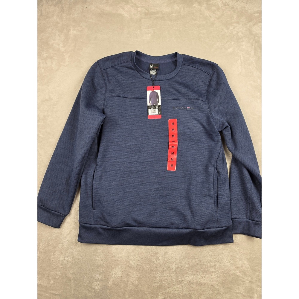 Spyder Active Bonded Fleece Crewneck Sweatshirt Mens Medium Blue Side Pockets